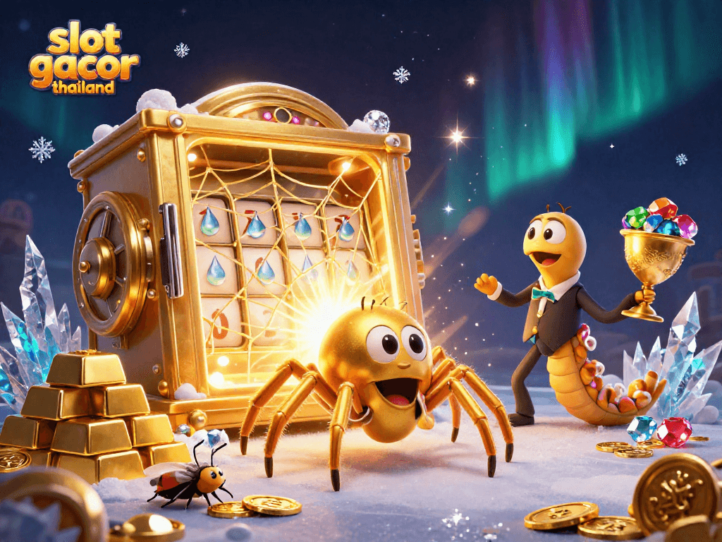 Experience thrilling gameplay at slot gacor thailand with a dynamic 3D illustration of slot machines and vibrant casino elements.