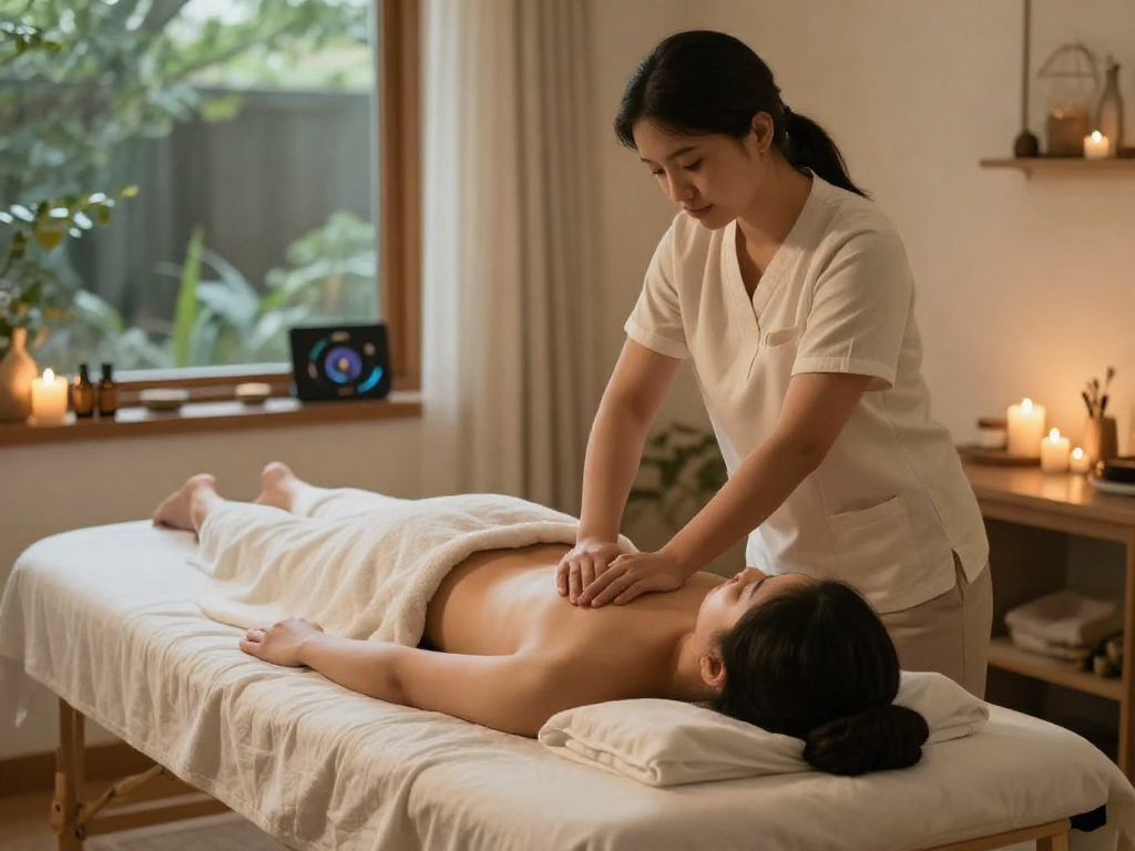 Experience a soothing 잠실출장안마 session with a professional therapist in a serene home environment.