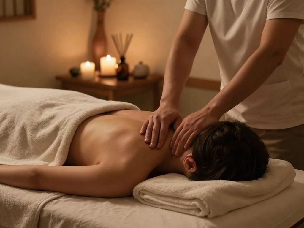 Experience 성북구출장안마 with a soothing massage at a tranquil home spa setting.