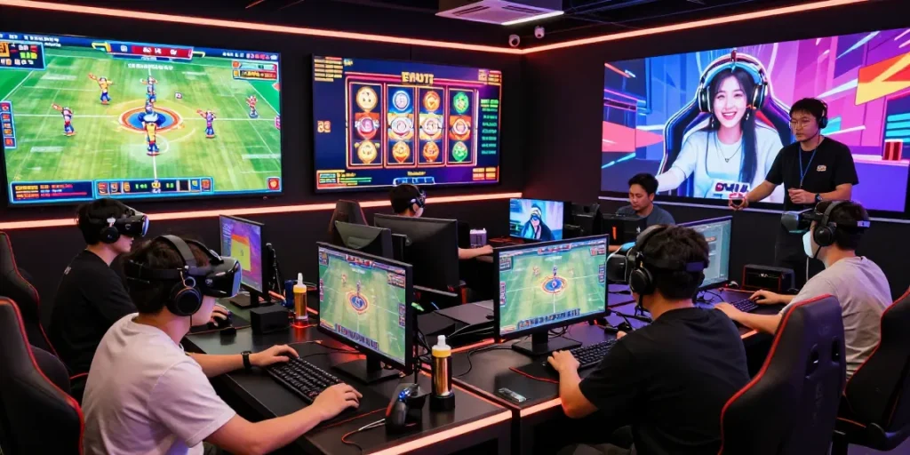 Exciting online gaming experience at https://xx88.se.net/ with enthusiastic gamers interacting in a vibrant live stream setting.