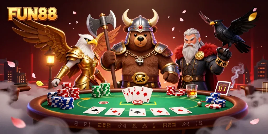 Experience the thrill of FUN88 with vibrant casino characters and rich game elements.