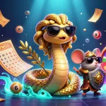 Engage with the vibrant world of sc88 featuring a Medusa snake-lady and a warrior mouse amid dynamic lottery elements.