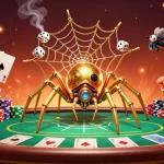 Engage with the thrilling world of c168, showcasing a playful steampunk spider entangling dice in a vibrant casino setting.