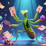Experience thrilling gameplay as gmnc introduces a vibrant scene with characters dealing cards amidst colorful lottery elements.