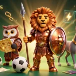 Bet on your strategy with keonhacai5; dynamic 3D scene featuring betting elements and sports characters.